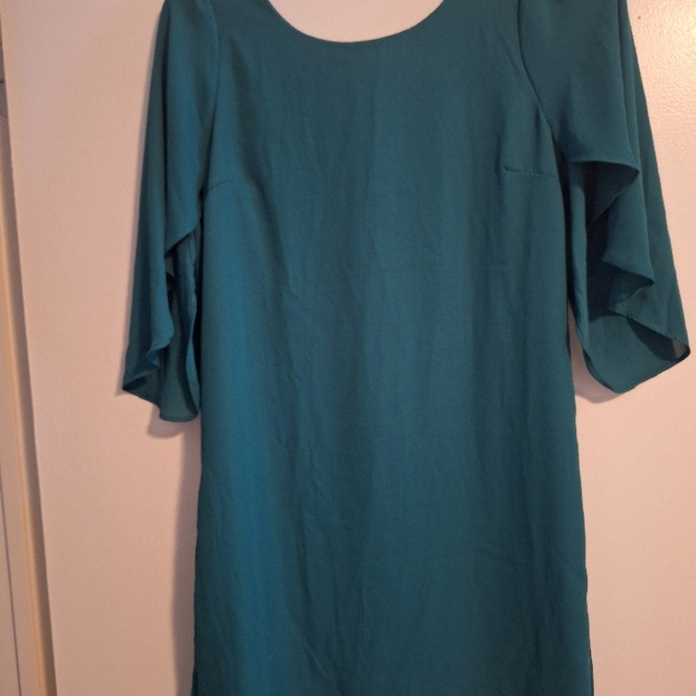 Charlotte Russe Teal Flutter Sleeve Dress